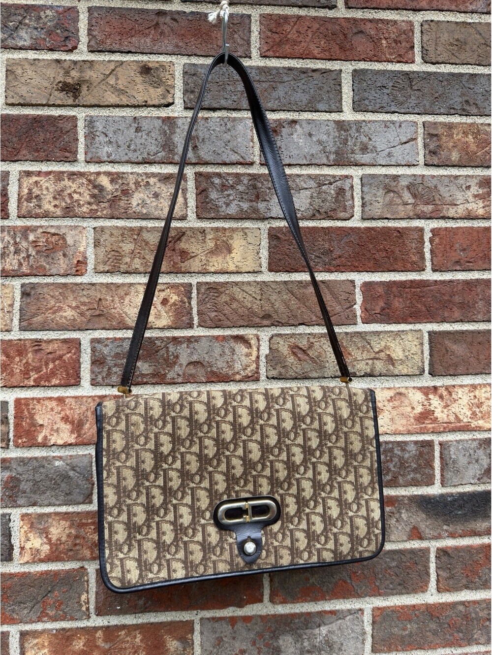 Vintage Christian Dior Diorissimo Monogram Shoulder Bag CD Turn Lock Made France